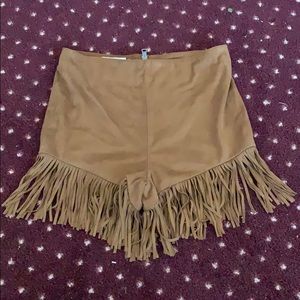 Suede brown fridge festival shorts